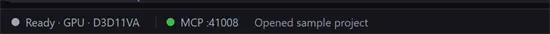 The status bar with the green MCP indicator reading MCP 