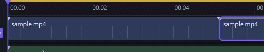Animation: dragging a clip's edge with the Ripple tool; the clips after it shift so the timeline stays gap-free and the total length changes