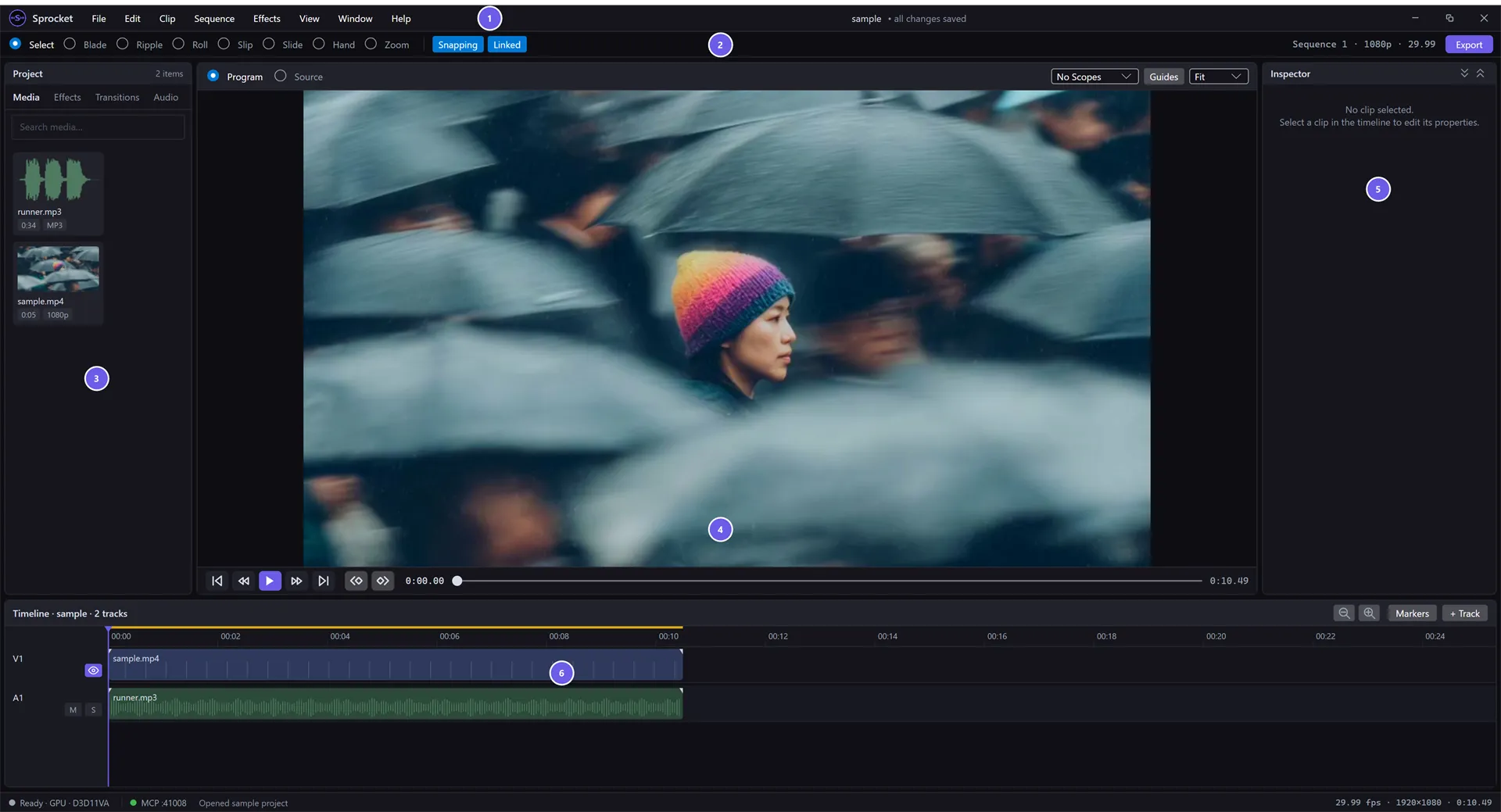 The Sprocket main screen
